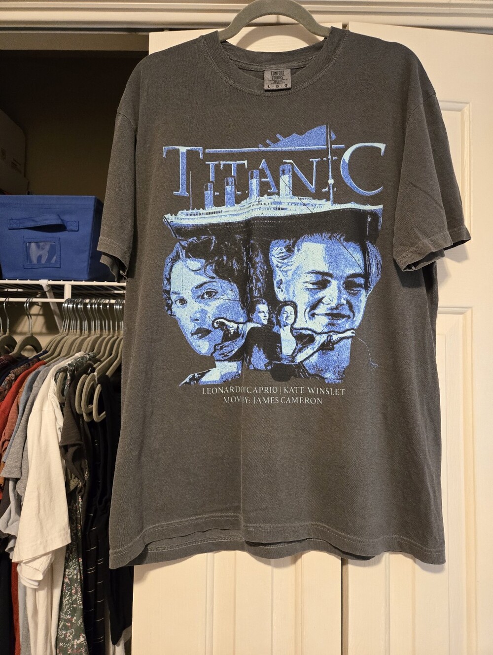 Titanic Graphic Tee - Vintage-Style Charcoal Blue Gender Neutral T-Shirt